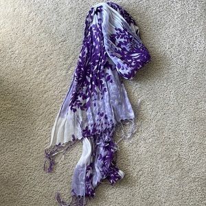Purple and white floral scarf